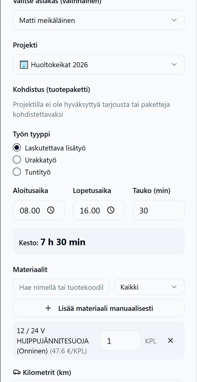 Työajan kirjaaminen puhelimella Fisasissa